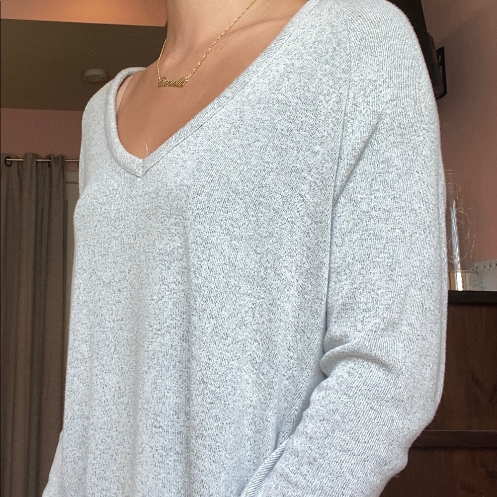 Brandy Melville Long Sleeve Grey Ribbed Sweater